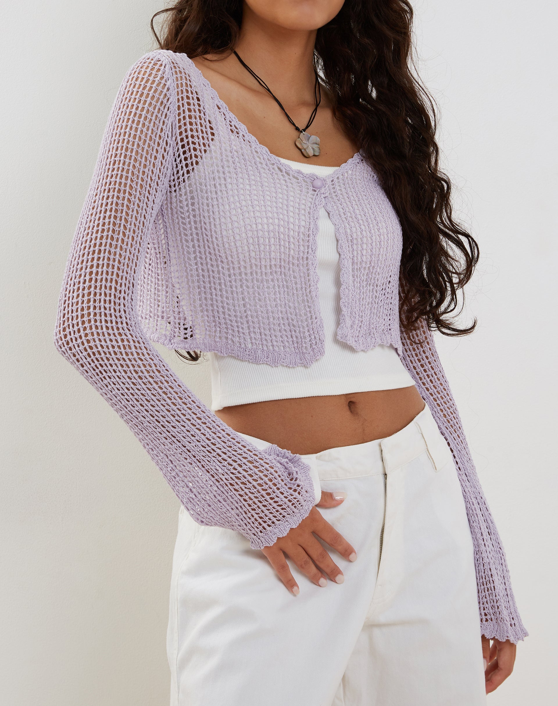 Bild von Septa Cropped Strickjacke in Flieder