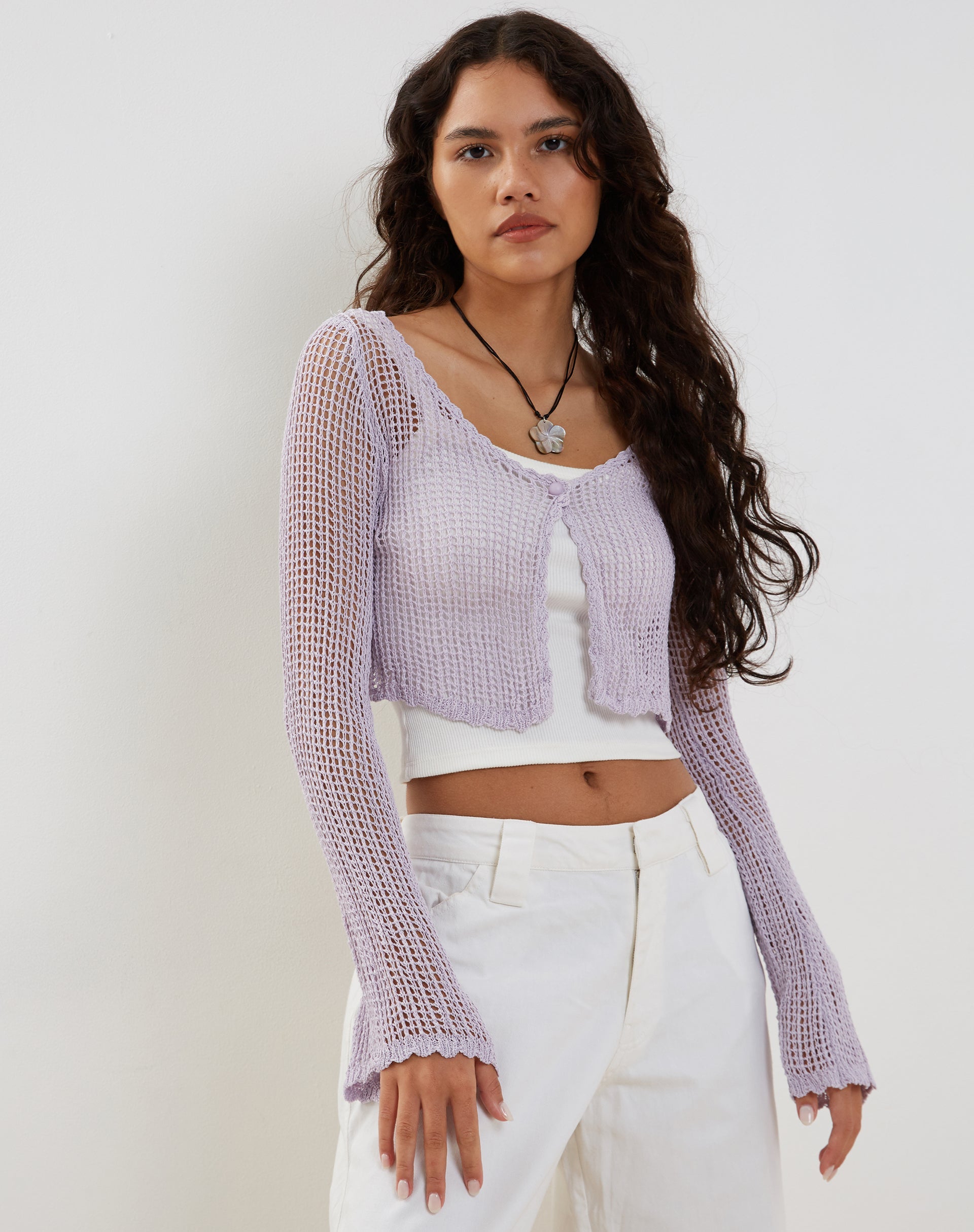 Bild von Septa Cropped Strickjacke in Flieder