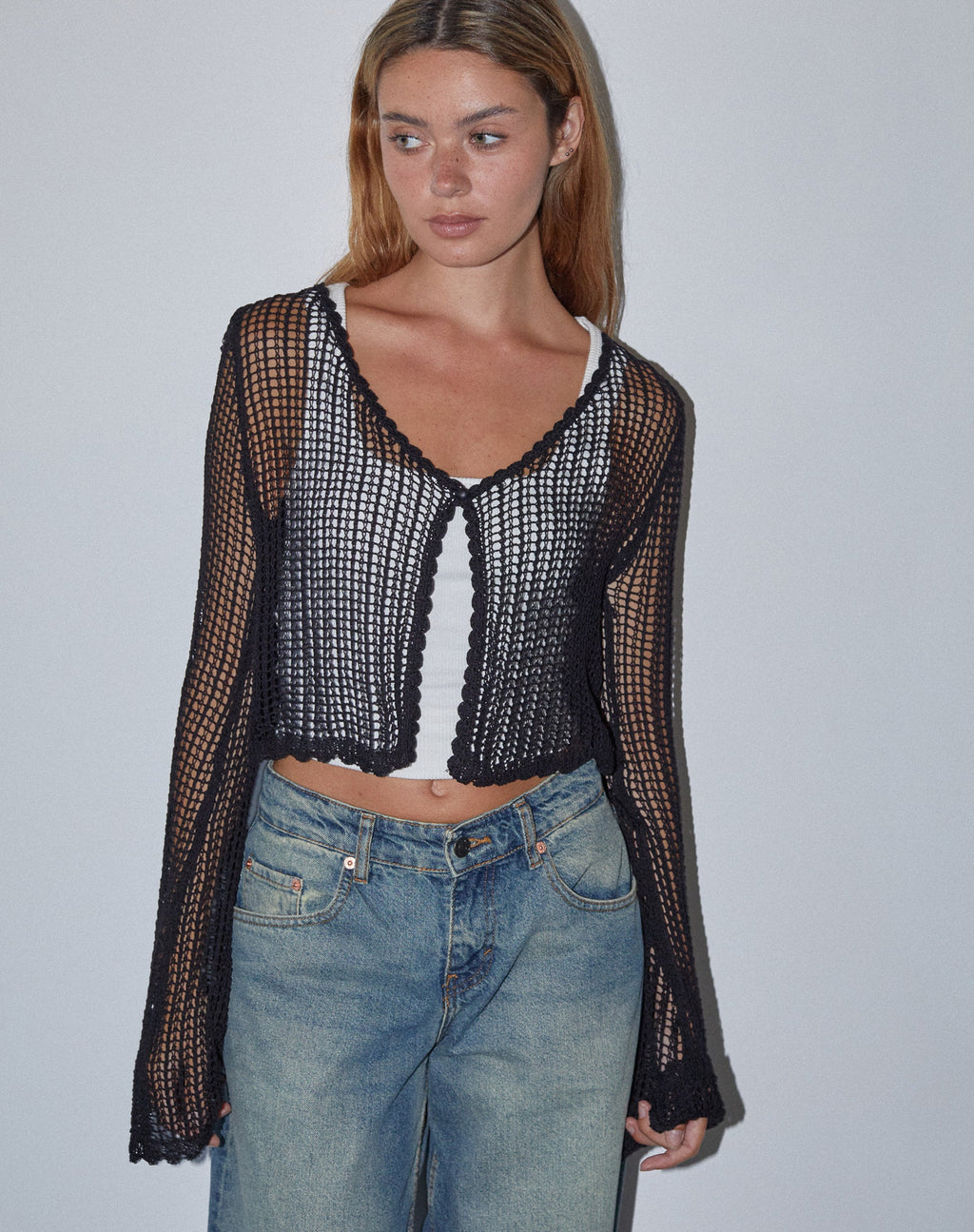 Septa Gekürzter Strickcardigan in Schwarz