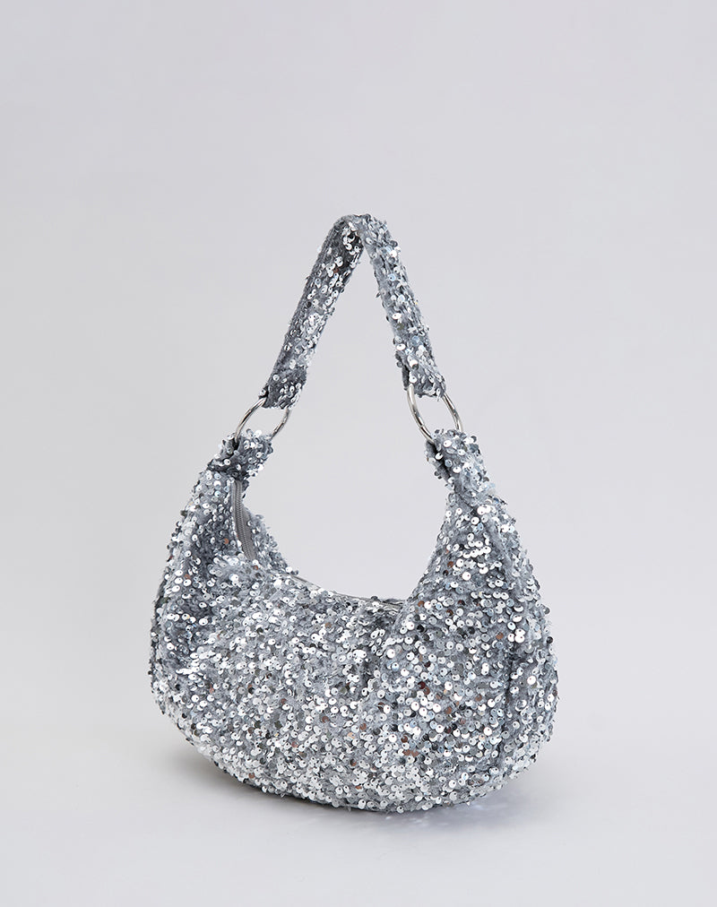 Bild von Pailletten Hobo Tasche in Silber