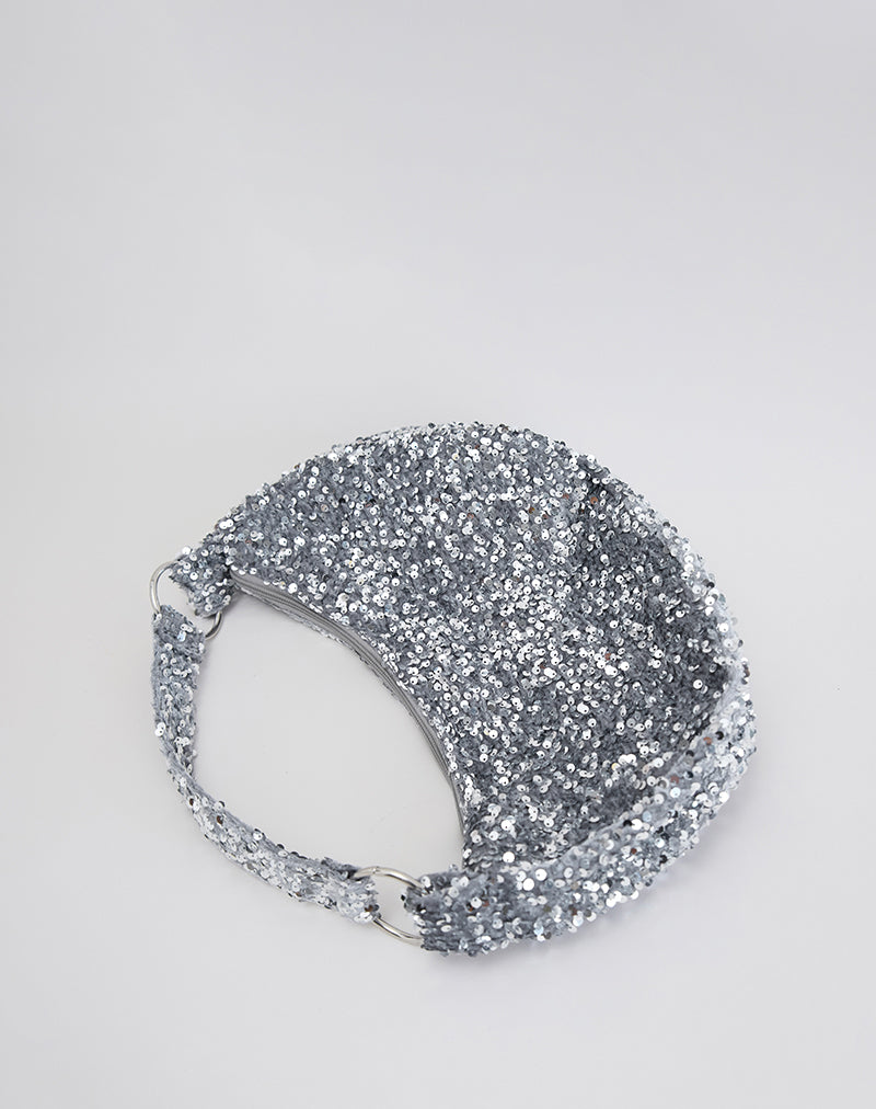 Bild von Pailletten Hobo Tasche in Silber