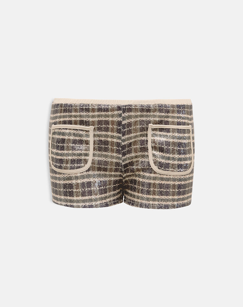 Bild von Serafim Short in Pailletten Vintage Check Braun