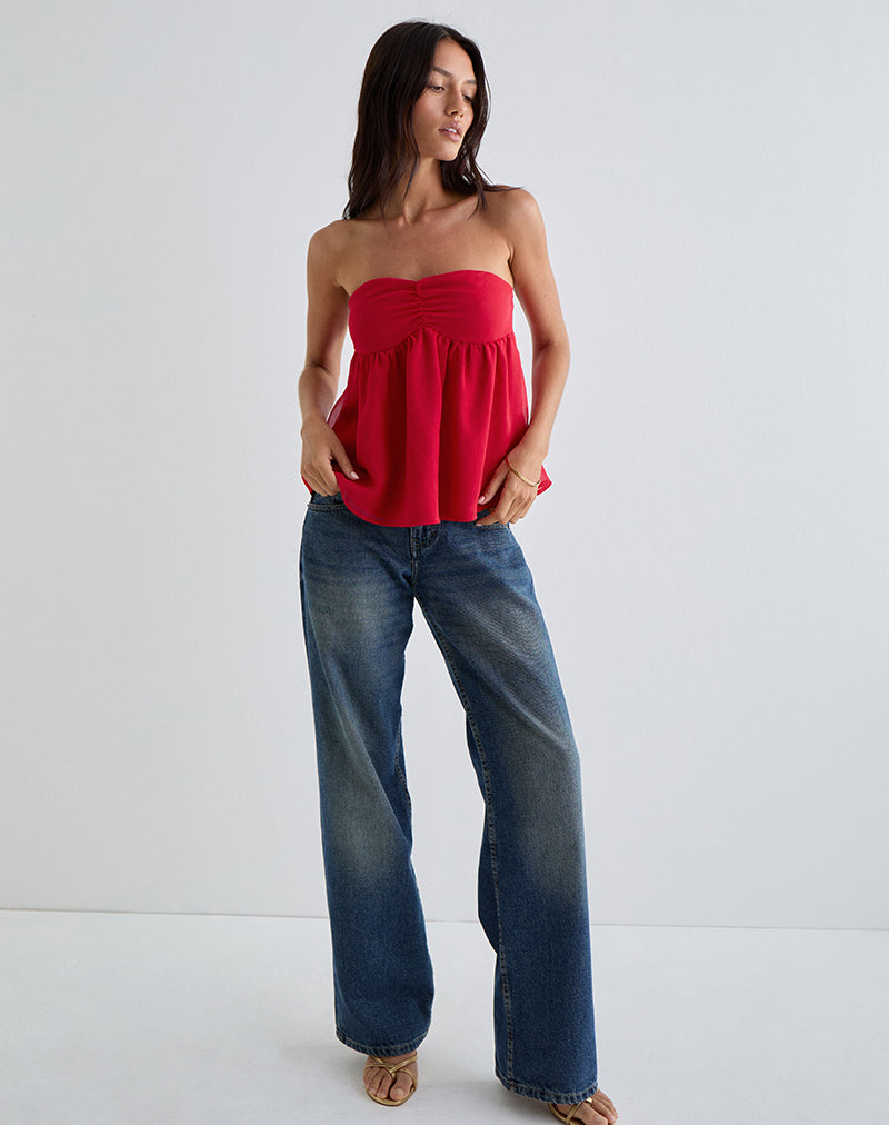 Bild von Setsuko Bandeau Longline Top in Rot