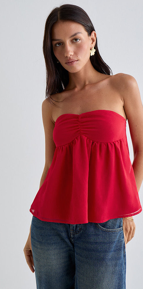 Bild von Setsuko Bandeau Longline Top in Rot