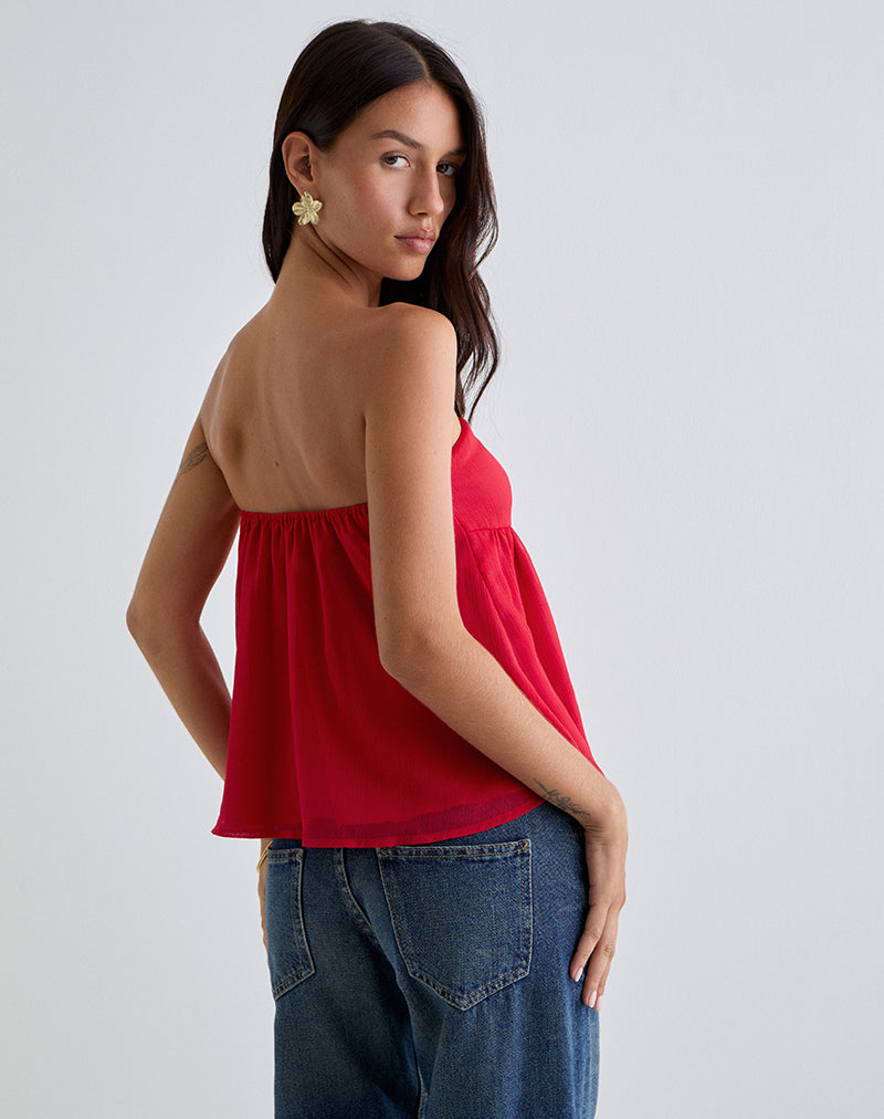 Bild von Setsuko Bandeau Longline Top in Rot