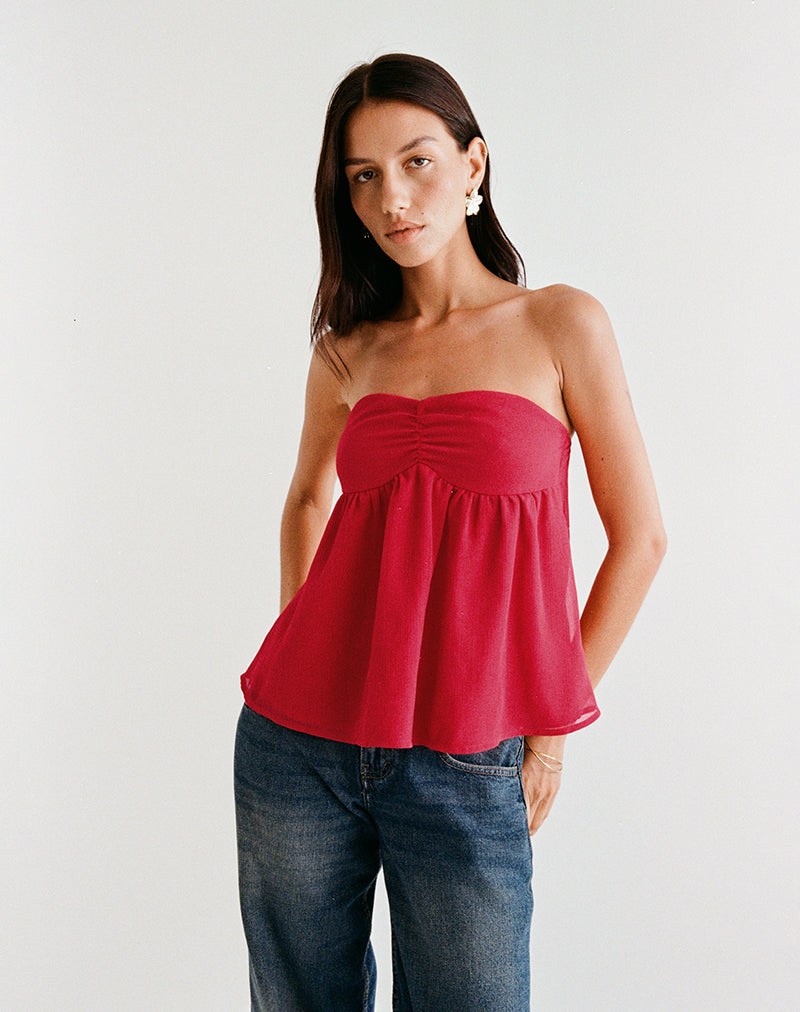 Bild von Setsuko Bandeau Longline Top in Rot