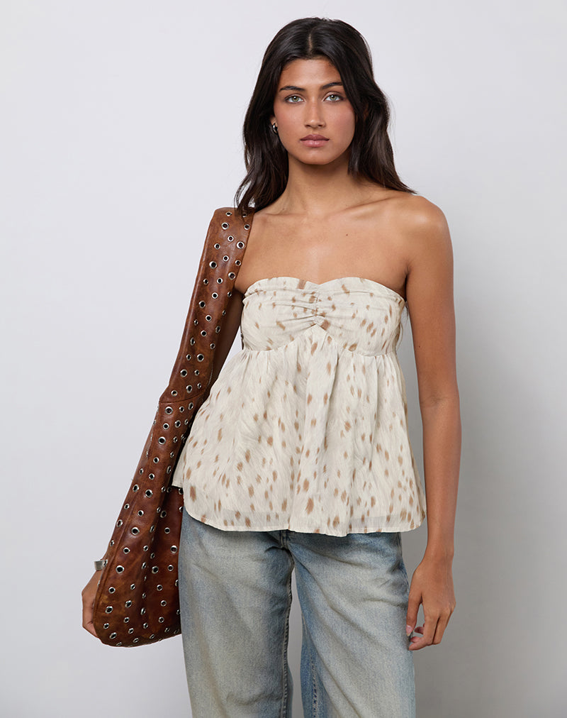 Setsuko Bandeau-Langarmshirt in Bambi Elfenbein