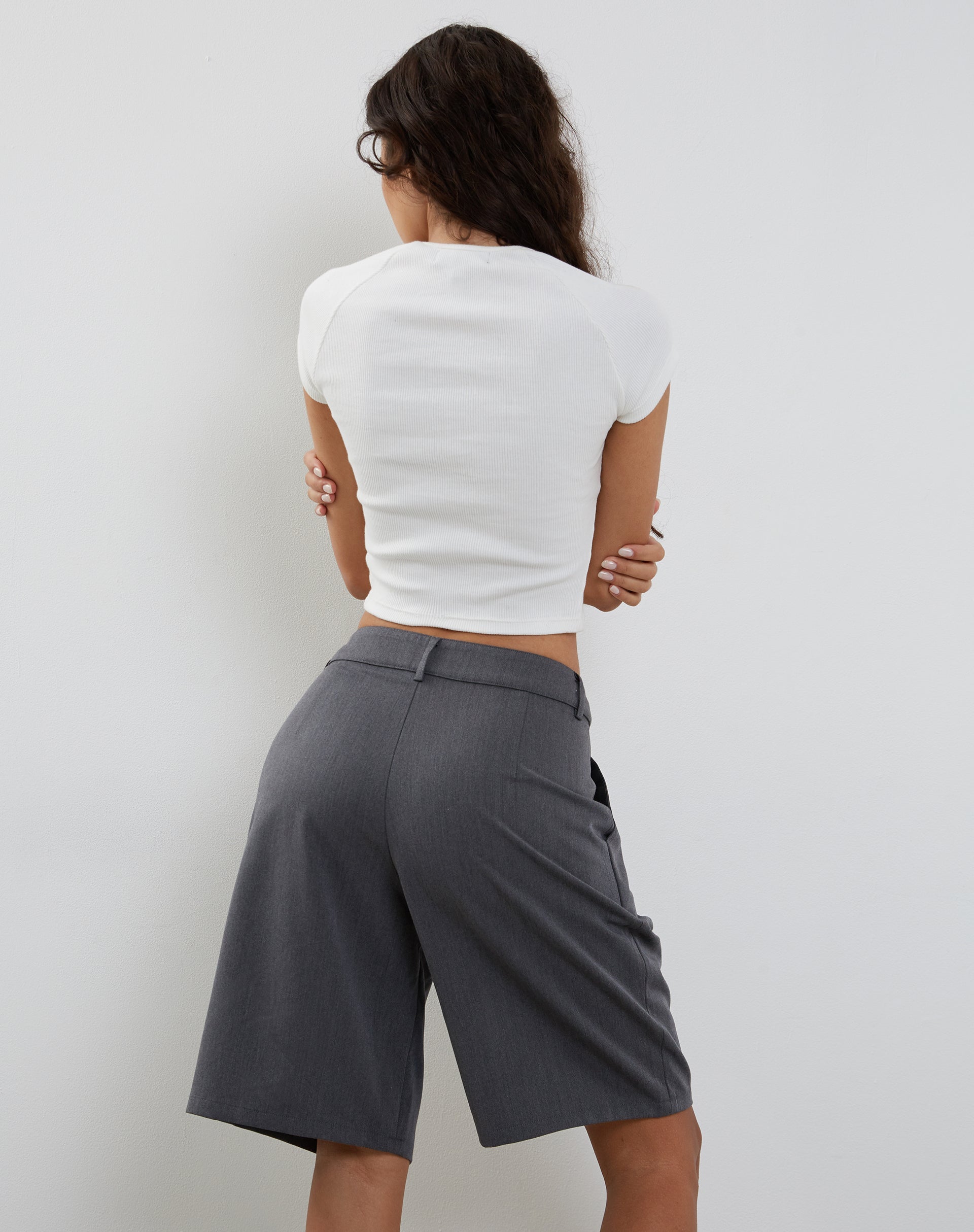 Image of Setya Long Line Tailored Shorts in Anthrazit