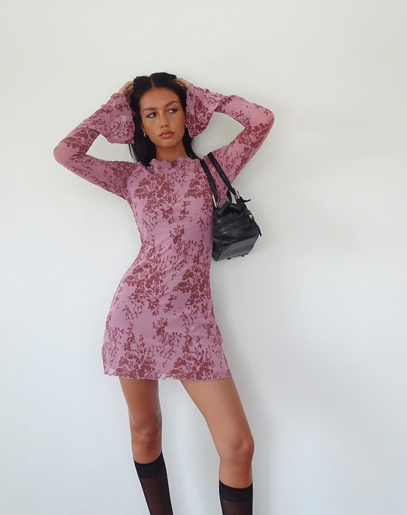 Sevila Langärmeliges Minikleid in Botanic Mauve