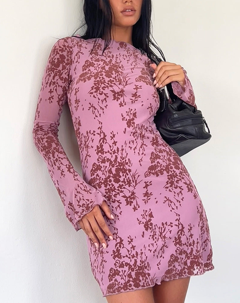 Image of Sevila Langärmeliges Minikleid in Botanic Mauve