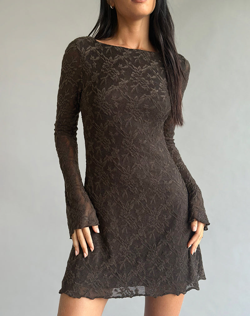 Image of Sevila Kleid aus Jacquard-Strick Dunkelbraun