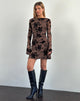 Image of Sevila Langärmeliges Minikleid in Flock Braun