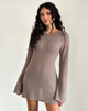 Image of Sevila Langärmeliges Minikleid in Light Taupe Knit