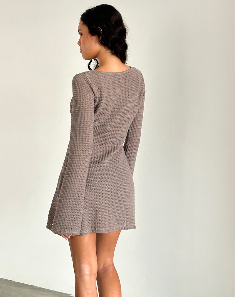 Image of Sevila Langärmeliges Minikleid in Light Taupe Knit