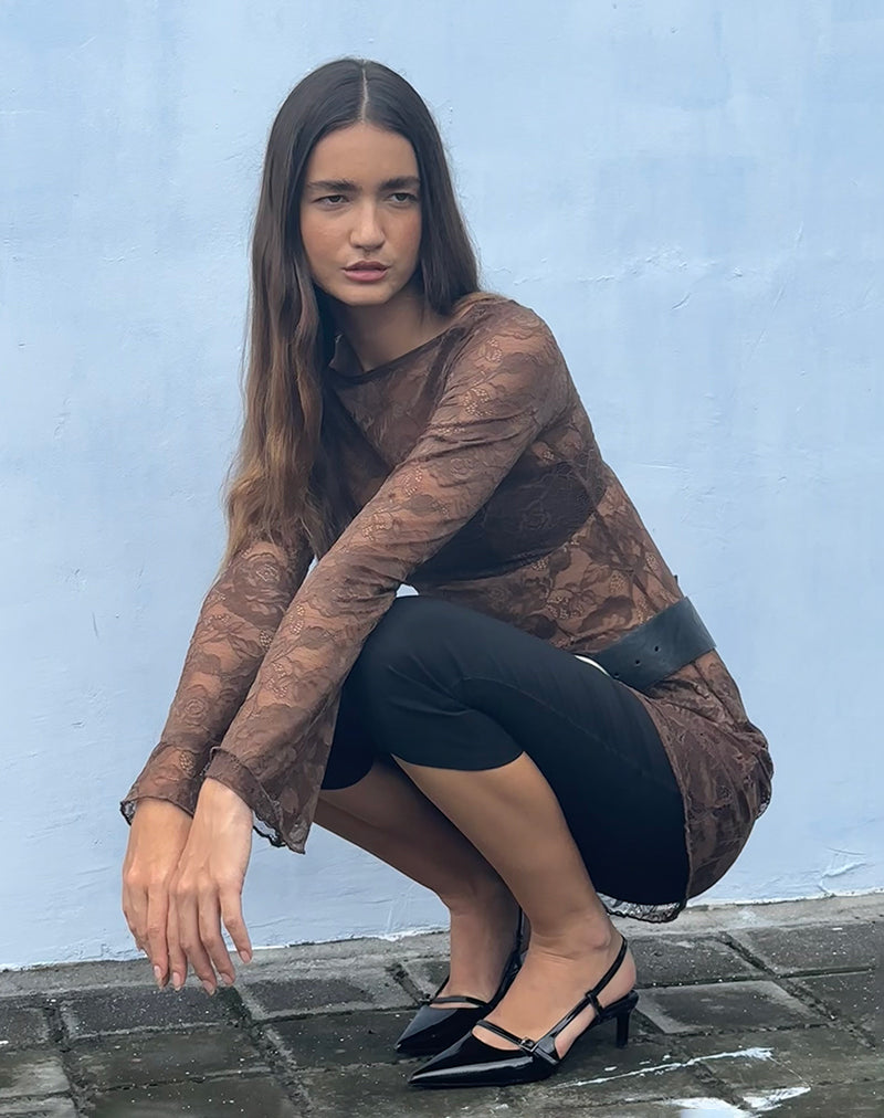 Image of Sevila Langärmeliges Minikleid in Dunkelbraun