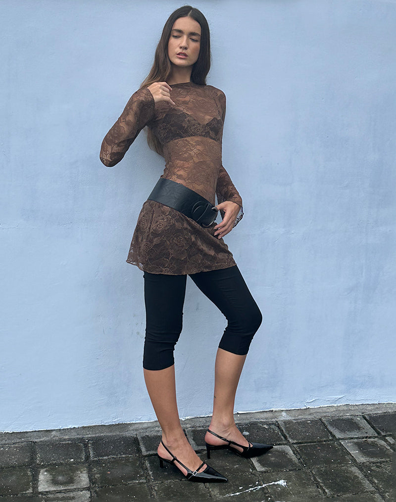 Image of Sevila Langärmeliges Minikleid in Dunkelbraun