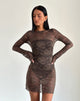 Image of Sevila Langärmeliges Minikleid in Dunkelbraun