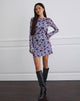 Image of Sevila Langärmeliges Minikleid in Lotusflock kariert Lavendel