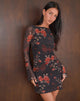 Image of Sevila Langärmeliges Minikleid in Schwarz Watercolour Rose
