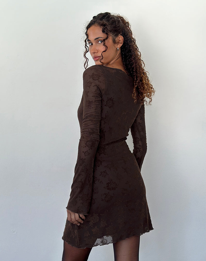 Image of Sevila Langärmeliges Minikleid in Romantic Rose Flock Braun