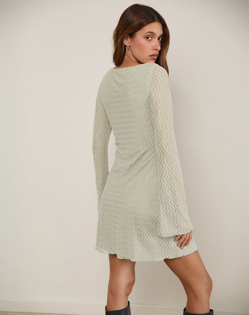 Image of Sevila Langärmeliges Minikleid aus Mesh Sage Mini ZigZag