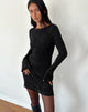 Image of Sevila Langärmeliges Minikleid in Crinkle Schwarz