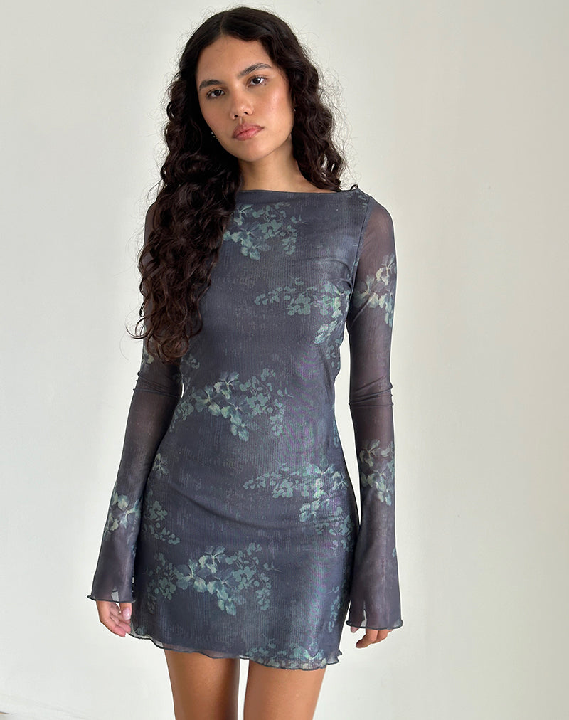 Bild von Sevila Langärmeliges Minikleid in Faded Botanical Green