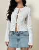 Bild von Sewindu Tie Front Langarm Top in Broderie Elfenbein