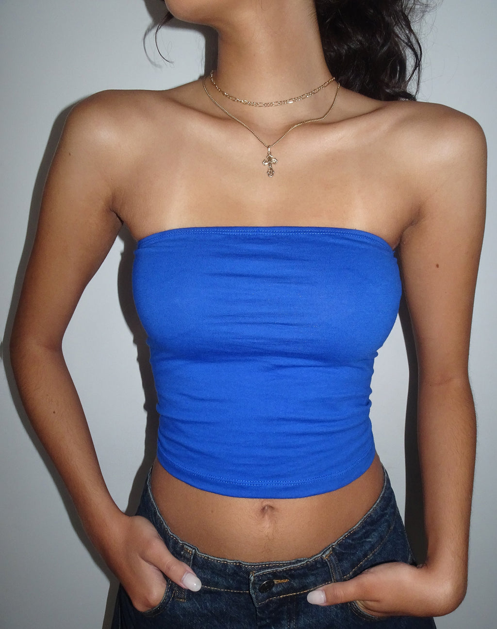 Shae Bandeau-Oberteil in Kobalt
