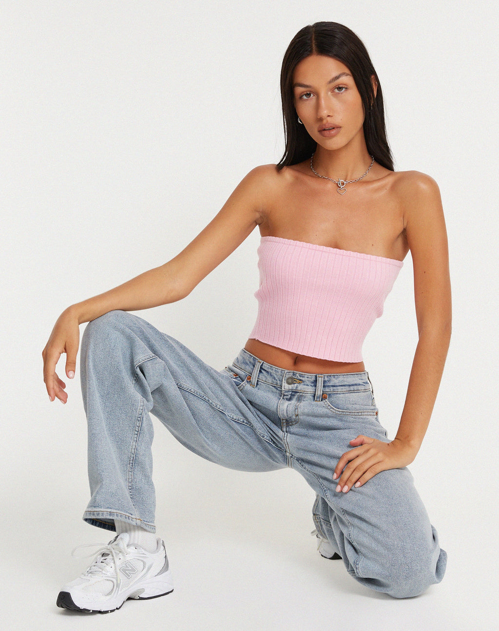 Shae Bandeau-Strickoberteil in Rosa