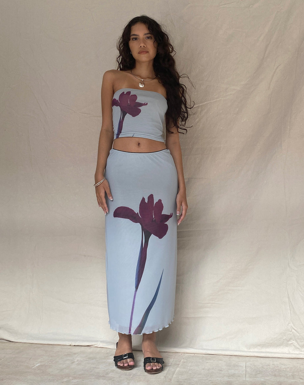Lassie Midirock in Mint mit Blumenmuster