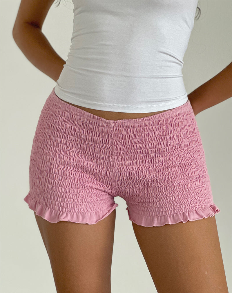 Ritala Geraffte Mikro-Shorts in Flamingo-Pink