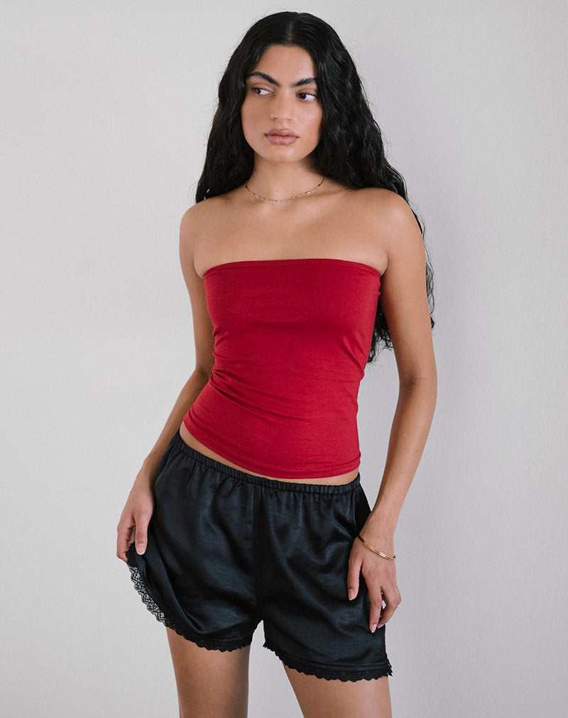 Image of Tega Shorts in Schwarz mit schwarzer Spitze