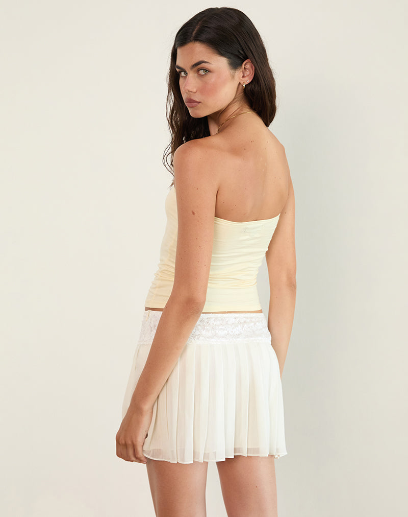 Bild von Akara Plissierter Minirock aus Chiffon Elfenbein