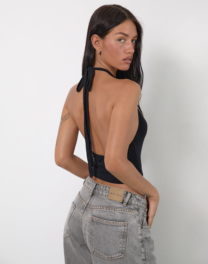 Bild von Shalas Neckholder-Top aus Rayon Jersey Schwarz
