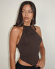 Bild von Shalas Neckholder-Top aus Rayon Jersey Bitter Chocolate