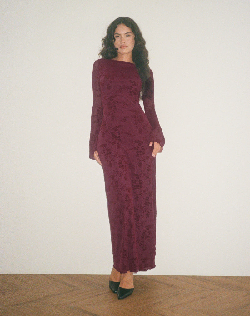 Bild von Shaleed Kleid in Botanical Flower Maroon
