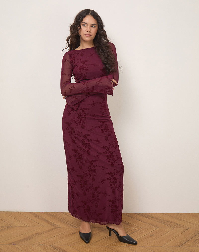 Bild von Shaleed Kleid in Botanical Flower Maroon