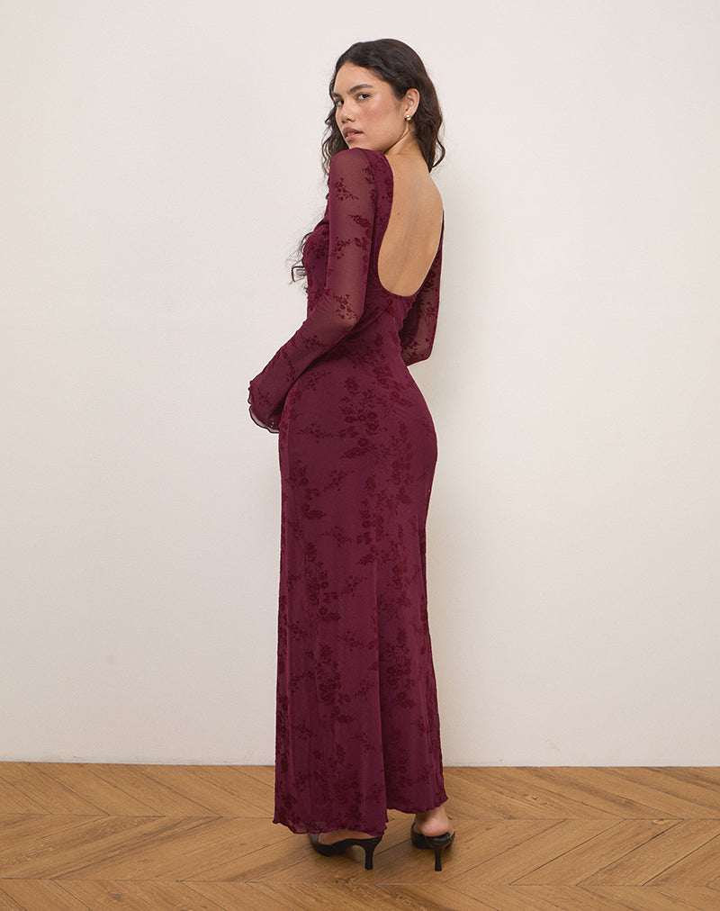 Bild von Shaleed Kleid in Botanical Flower Maroon