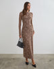 Bild des Shaleed Maxi-Kleids in Leafy Flock Dark Taupe