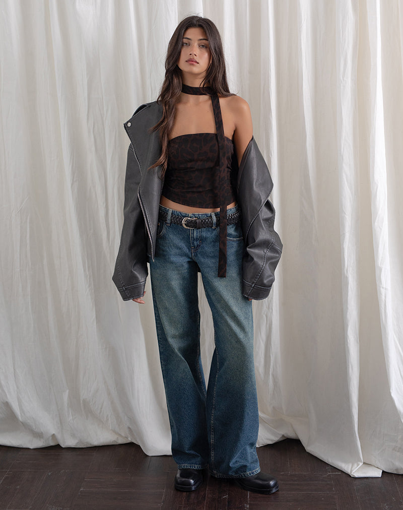 Shaloe Bandeau-Top und Schal in Braun Oversized Jaguar