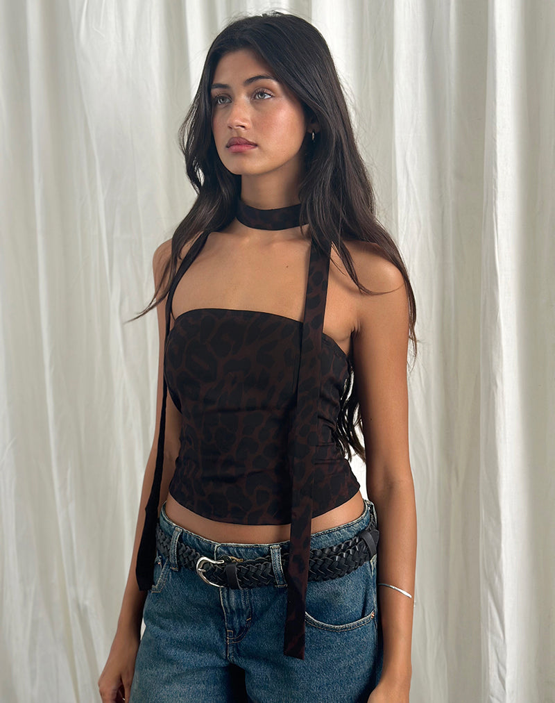 Bild von Shaloe Bandeau Top und Schal in Braun Übergröße Jaguar
