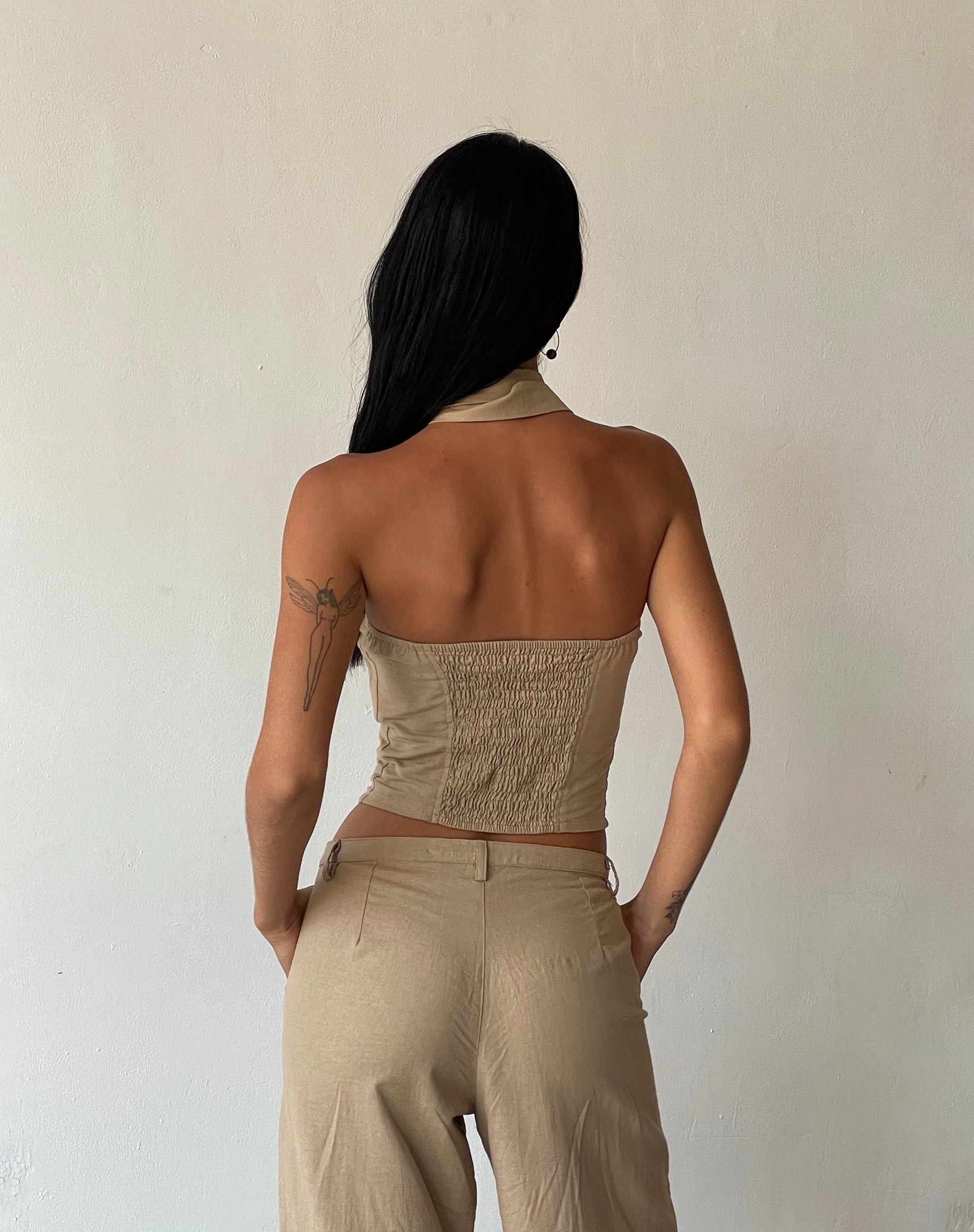 Image of MOTEL X JACQUIE Shaloe Bandeau Top und Schal Set in Hell Taupe