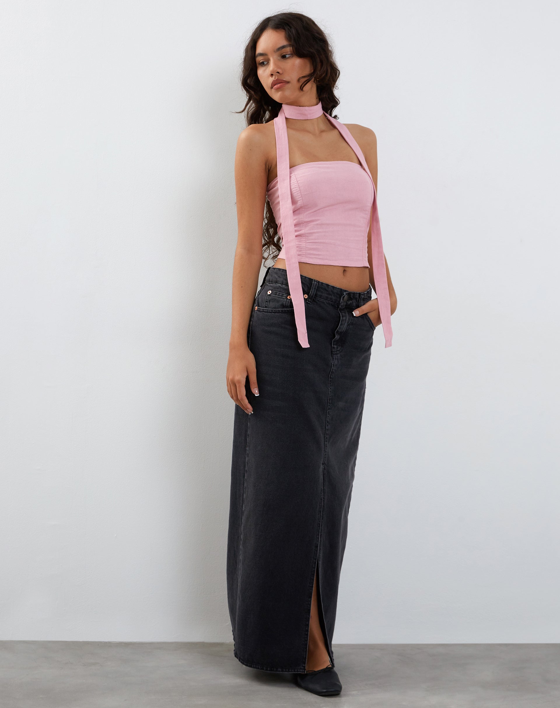 Bild von Shaloe Bandeau Top und Schal Set in Flamingo Pink