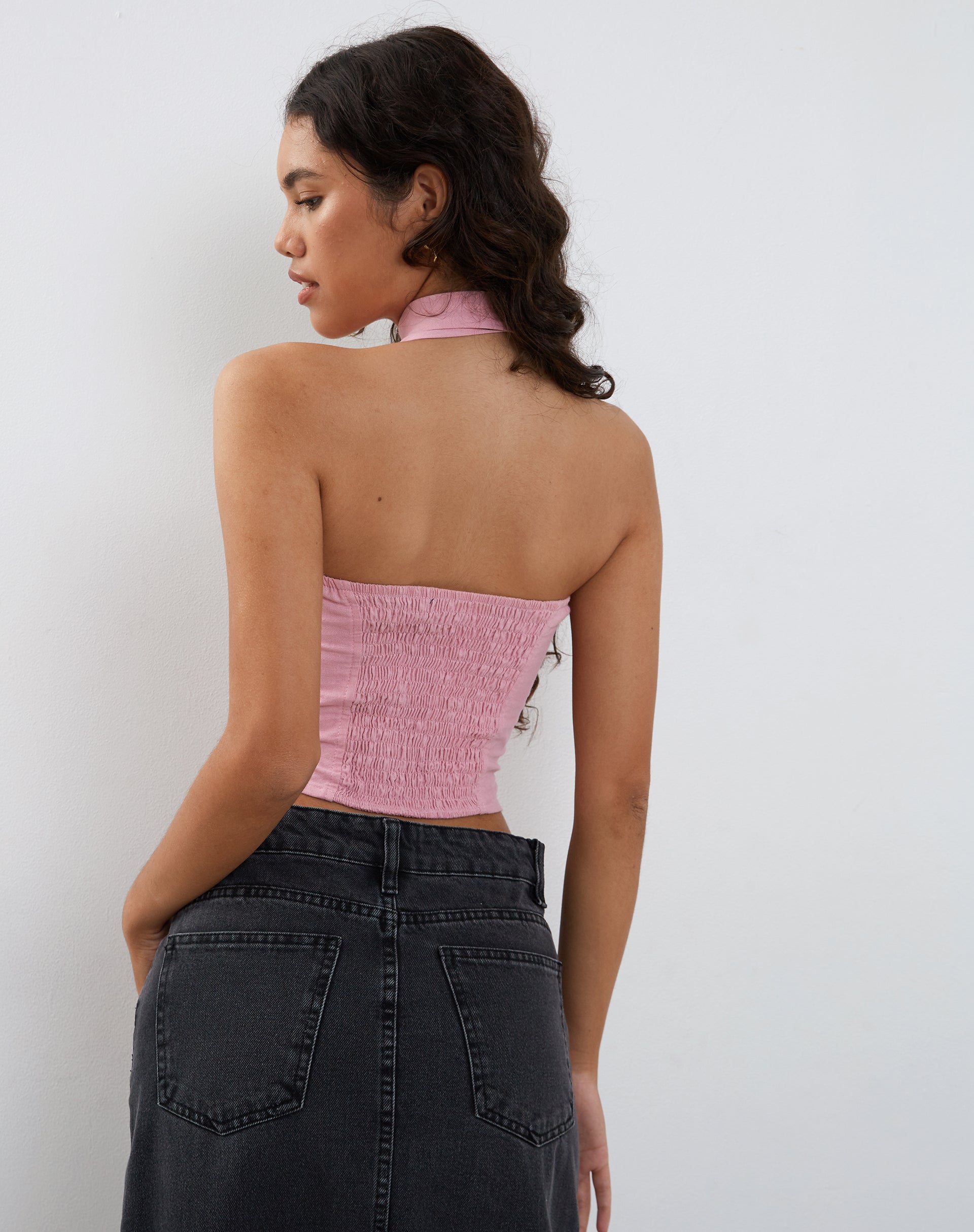 Bild von Shaloe Bandeau Top und Schal Set in Flamingo Pink