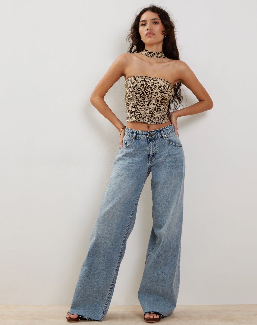 Shaloe Bandeau-Top und Schal-Set in Mini Croc Tan