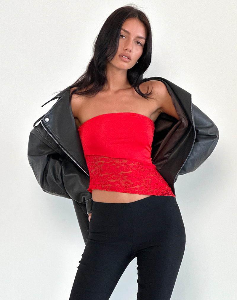 Shanda Lace Tube Top in Rot