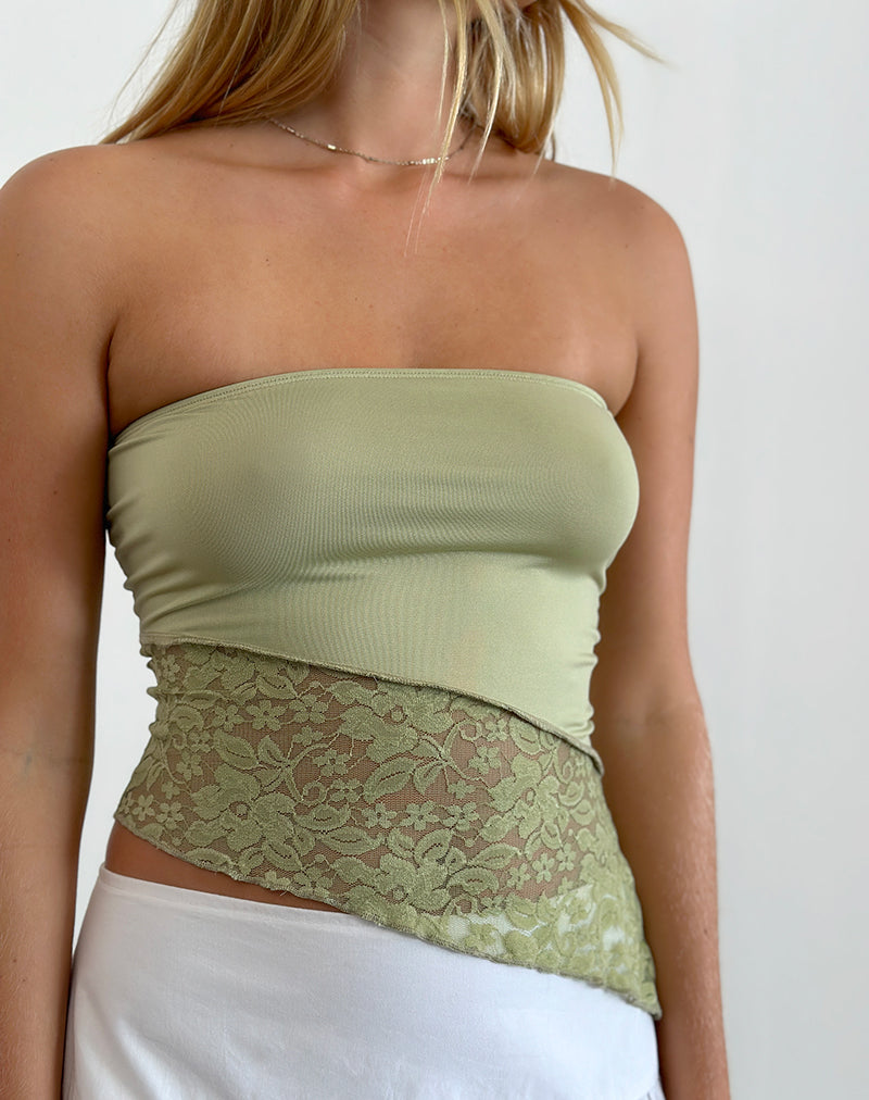 Shanda Lace Tube Top in Salbei