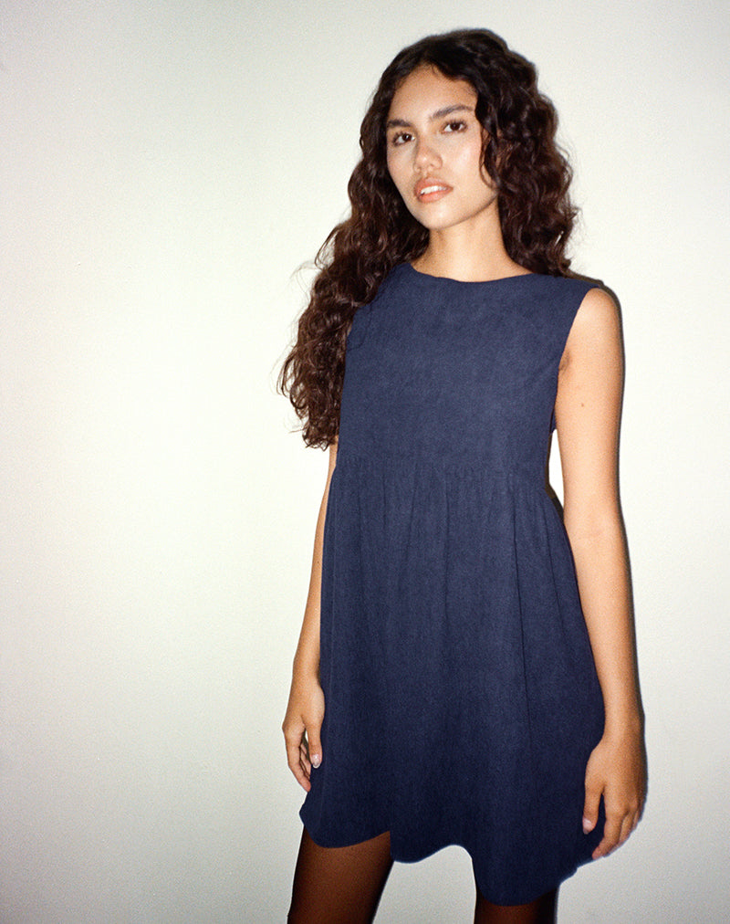 Bild von Sheba Minikleid aus Babycord Tinte Blau