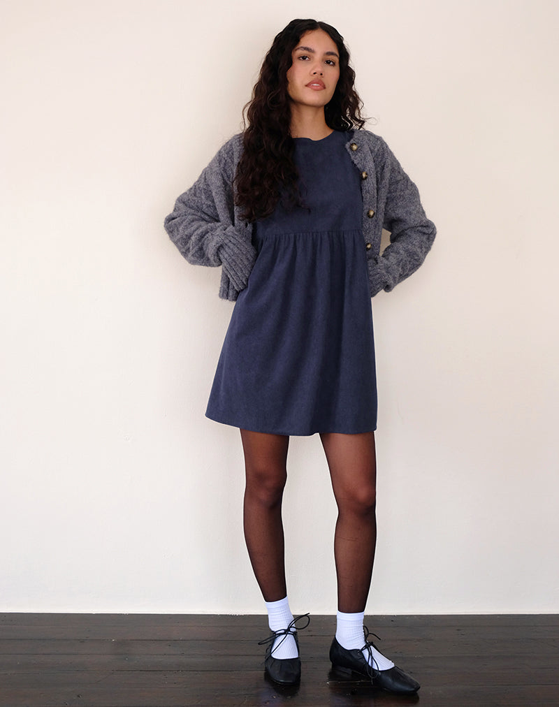 Sheba Minikleid aus Babycord Tinte Blau